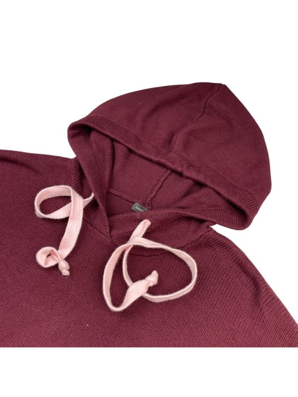 Saks Fifth Avenue Women's Cotton Blend Pullover Hoodie Burgundy • Large